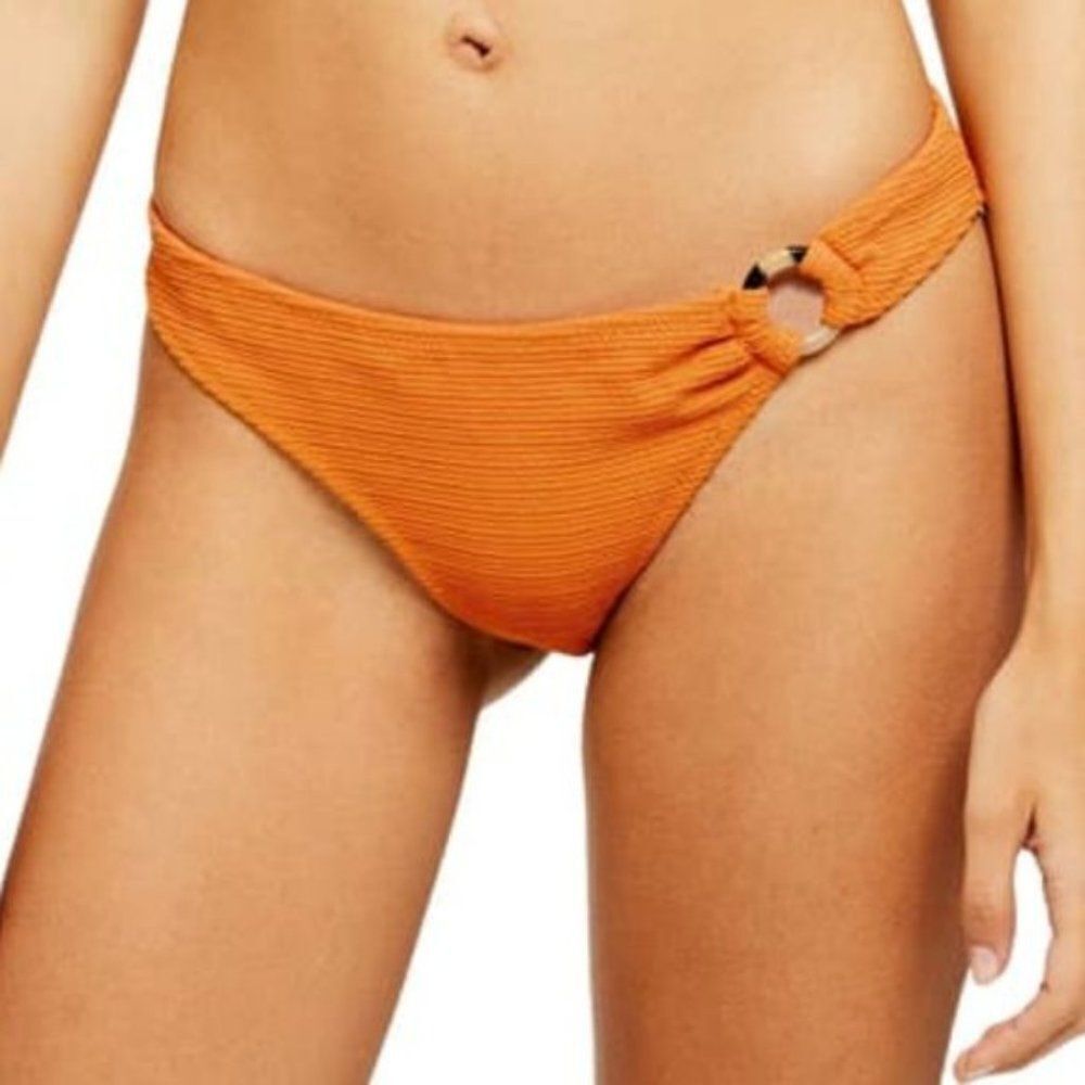 TOPSHOP Crinkle Ring High Leg In Rust size 8
